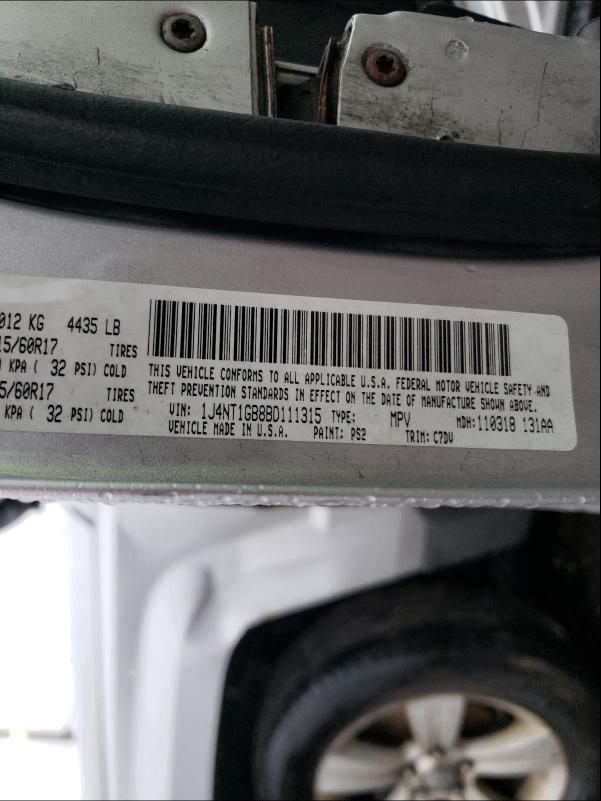 Photo 9 VIN: 1J4NT1GB8BD111315 - JEEP PATRIOT SP 