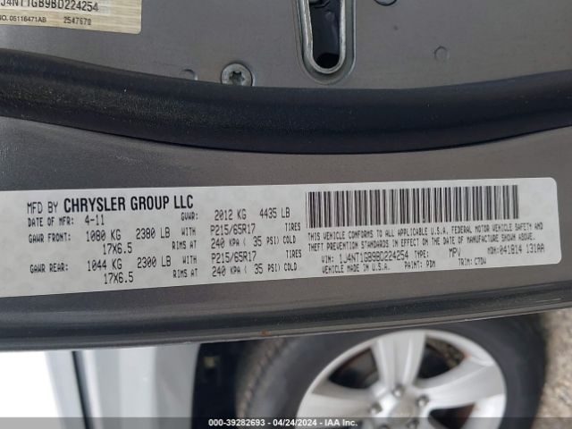 Photo 8 VIN: 1J4NT1GB9BD224254 - JEEP PATRIOT 