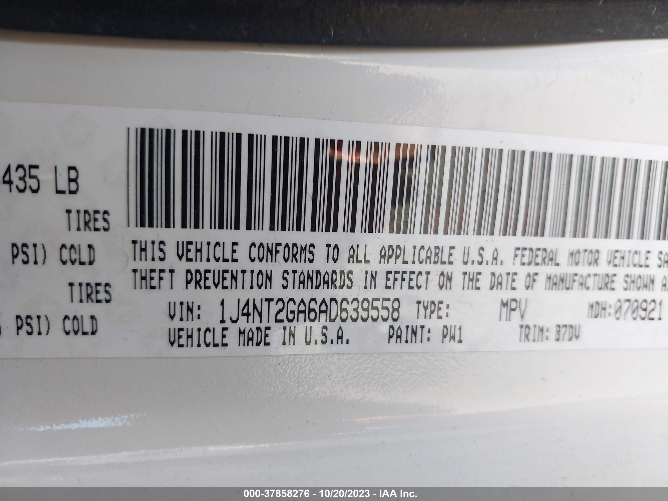 Photo 8 VIN: 1J4NT2GA6AD639558 - JEEP LIBERTY (PATRIOT) 