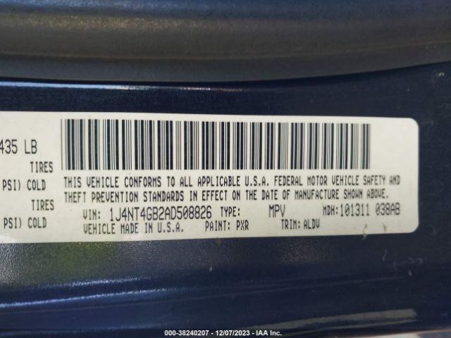 Photo 8 VIN: 1J4NT4GB2AD508826 - JEEP PATRIOT 