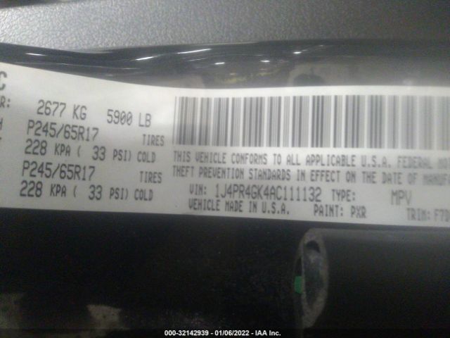 Photo 8 VIN: 1J4PR4GK4AC111132 - JEEP GRAND CHEROKEE 