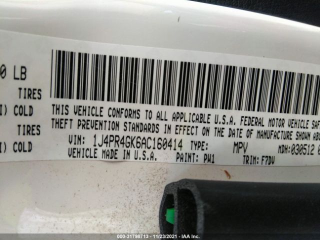 Photo 8 VIN: 1J4PR4GK6AC160414 - JEEP GRAND CHEROKEE 