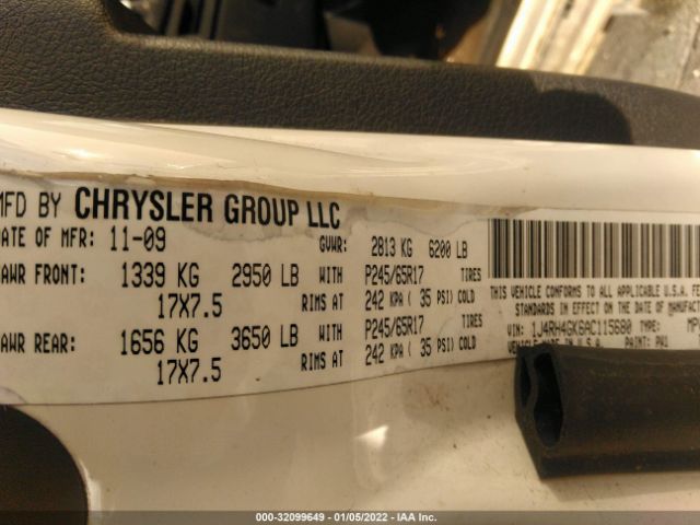 Photo 8 VIN: 1J4RH4GK6AC115680 - JEEP COMMANDER 