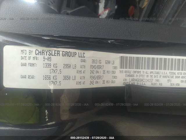 Photo 8 VIN: 1J4RH4GK8AC114157 - JEEP COMMANDER 