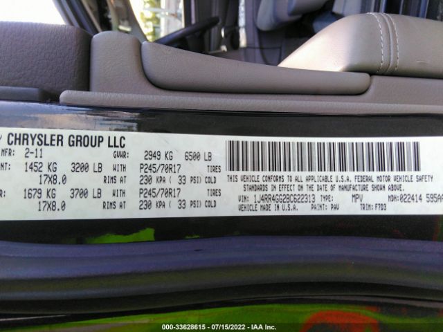 Photo 8 VIN: 1J4RR4GG2BC622313 - JEEP GRAND CHEROKEE 