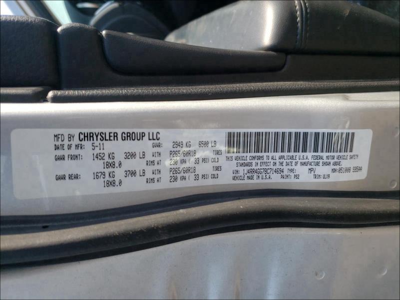 Photo 9 VIN: 1J4RR4GG7BC714694 - JEEP GRAND CHER 