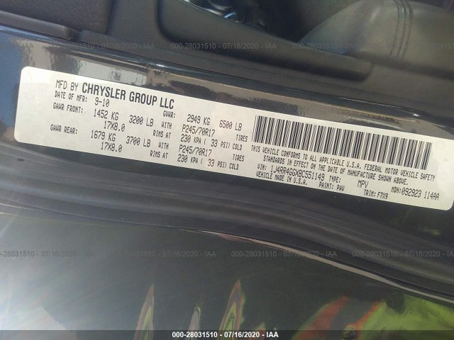 Photo 8 VIN: 1J4RR4GGXBC551149 - JEEP GRAND CHEROKEE 