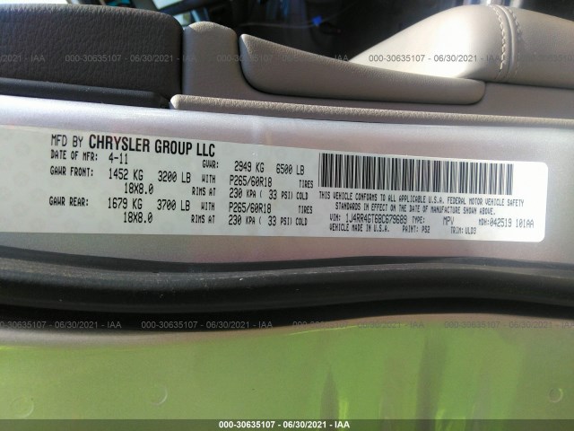 Photo 8 VIN: 1J4RR4GT6BC679689 - JEEP GRAND CHEROKEE 