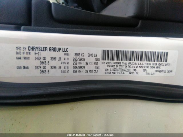 Photo 8 VIN: 1J4RR6GT5BC665181 - JEEP GRAND CHEROKEE 