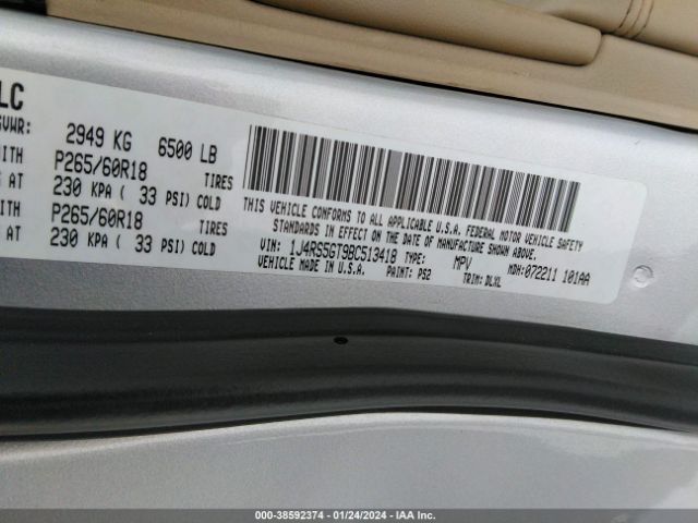 Photo 8 VIN: 1J4RS5GT9BC513418 - JEEP GRAND CHEROKEE 