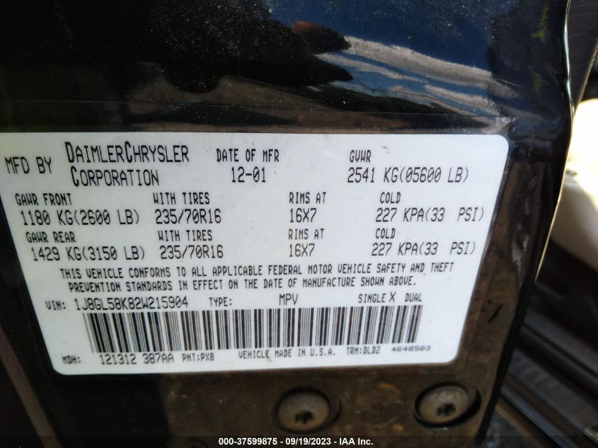 Photo 8 VIN: 1J8GL58K82W215904 - JEEP LIBERTY (NORTH AMERICA) 