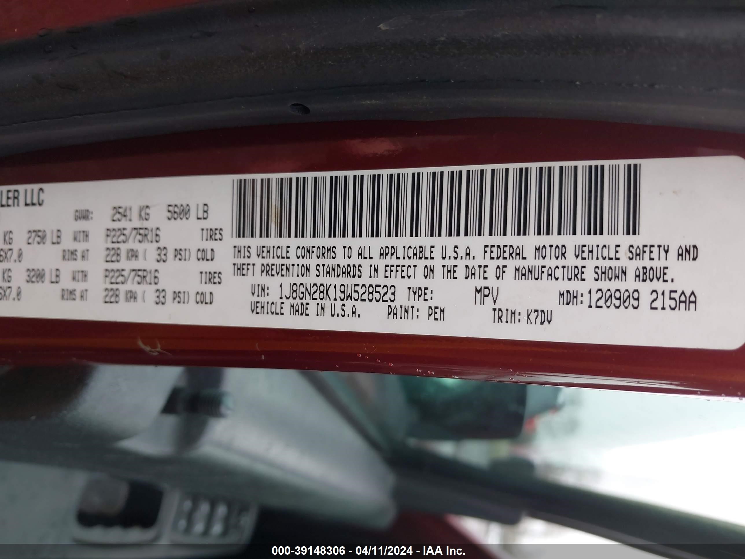 Photo 8 VIN: 1J8GN28K19W528523 - JEEP LIBERTY (NORTH AMERICA) 