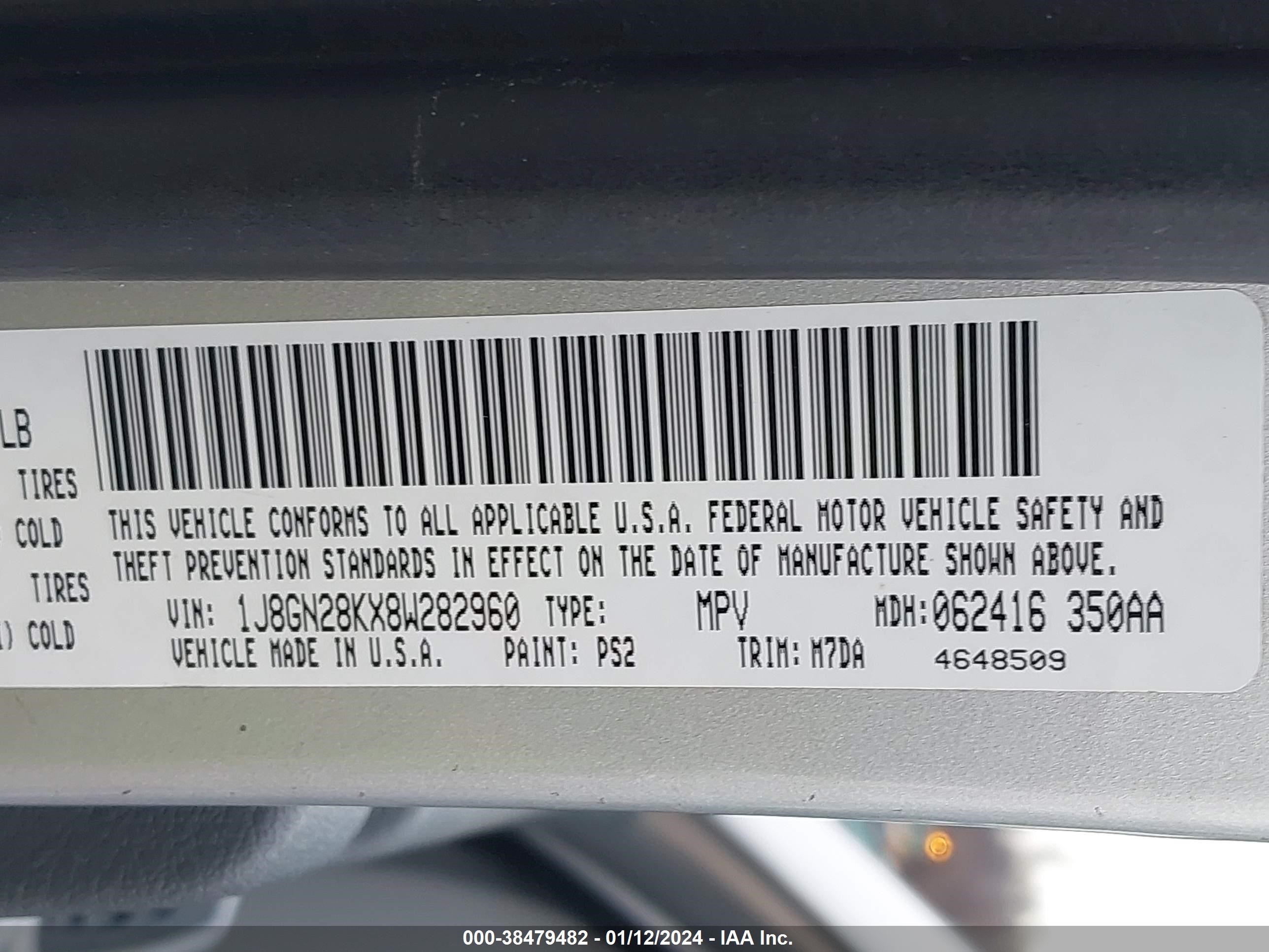 Photo 8 VIN: 1J8GN28KX8W282960 - JEEP LIBERTY (NORTH AMERICA) 