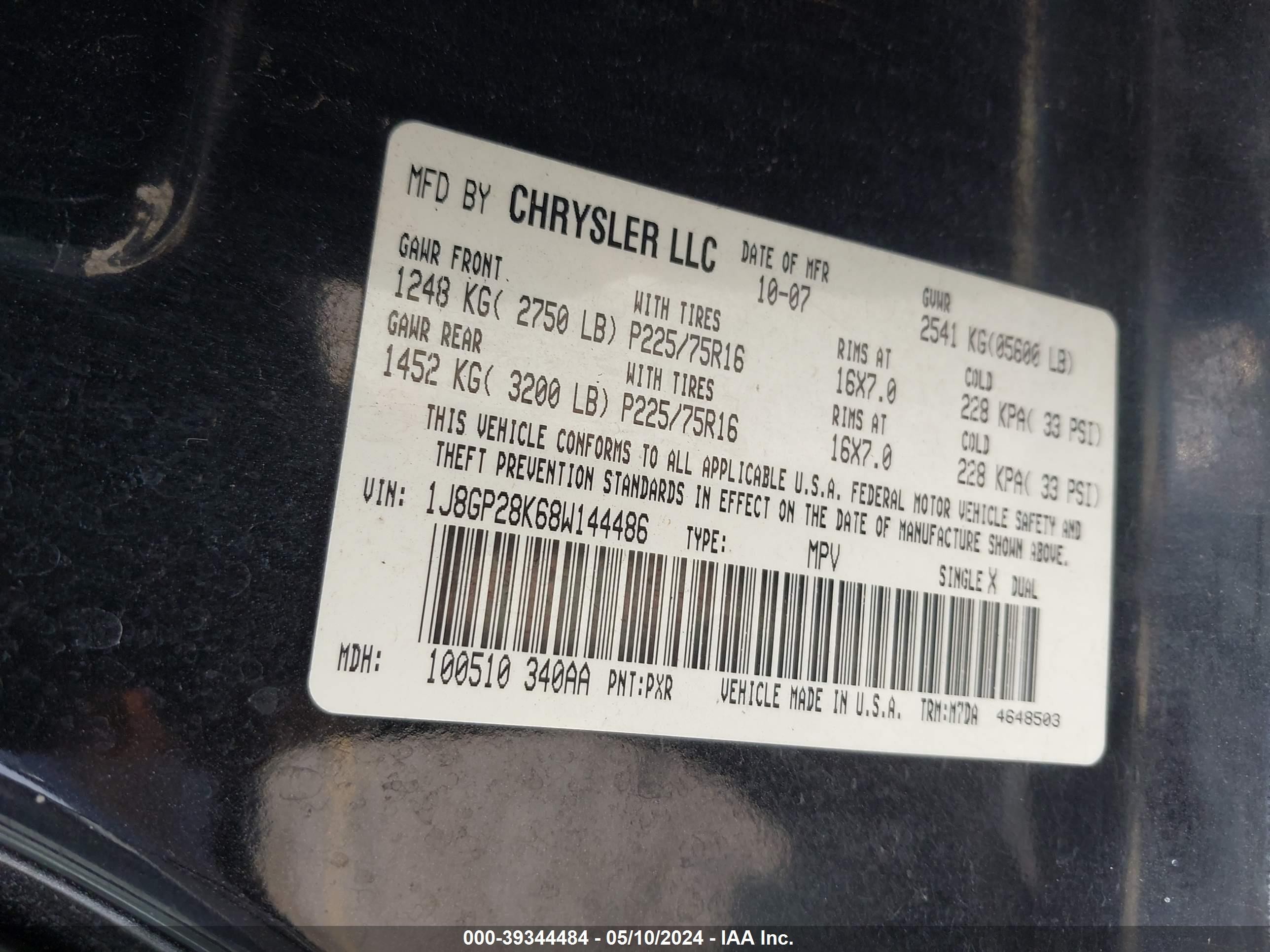 Photo 8 VIN: 1J8GP28K68W144486 - JEEP LIBERTY (NORTH AMERICA) 