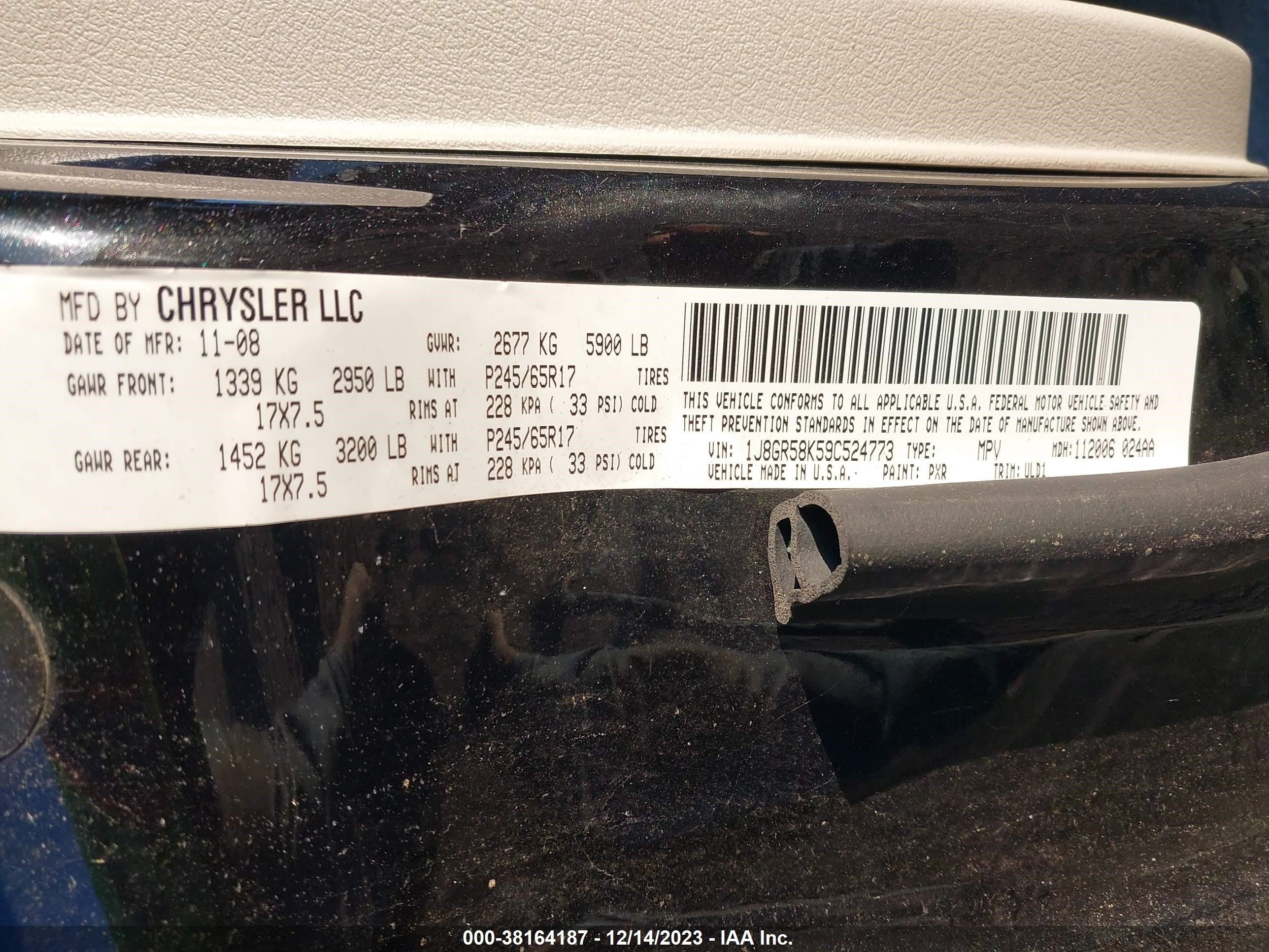 Photo 8 VIN: 1J8GR58K59C524773 - JEEP GRAND CHEROKEE 