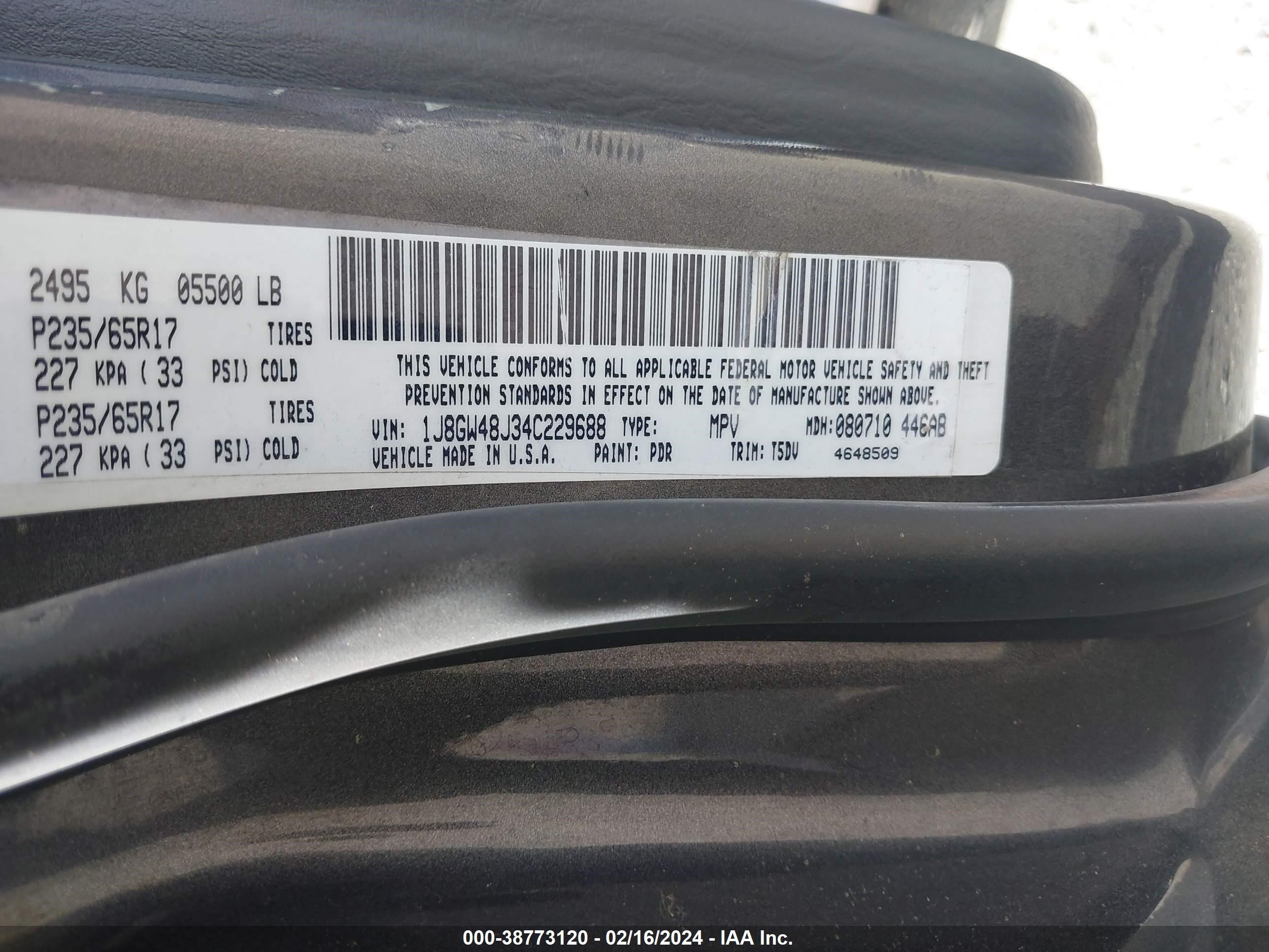 Photo 8 VIN: 1J8GW48J34C229688 - JEEP GRAND CHEROKEE 