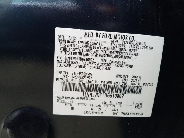 Photo 9 VIN: 1LNHL9DK1DG610802 - LINCOLN MKS 