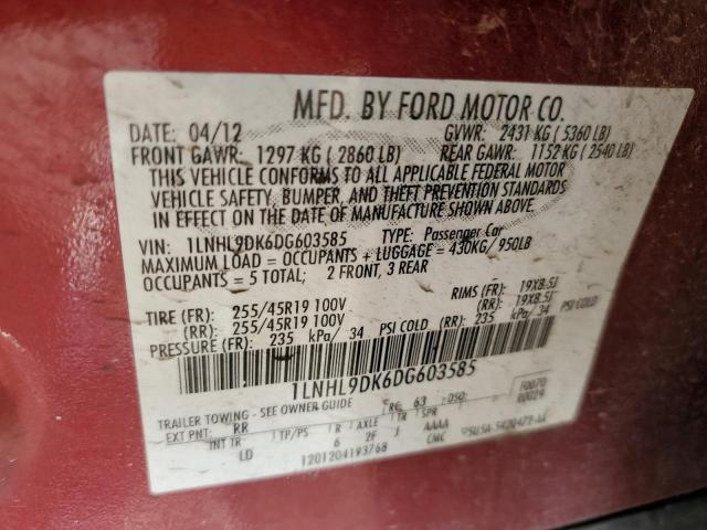 Photo 9 VIN: 1LNHL9DK6DG603585 - LINCOLN MKS 