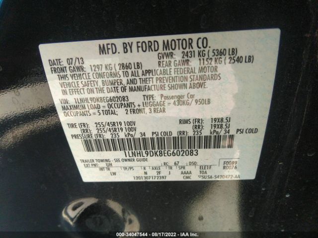 Photo 8 VIN: 1LNHL9DK8EG602083 - LINCOLN MKS 