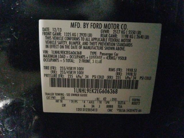 Photo 9 VIN: 1LNHL9EK2EG606368 - LINCOLN MKS 