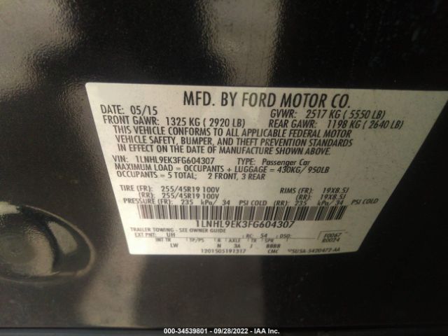 Photo 8 VIN: 1LNHL9EK3FG604307 - LINCOLN MKS 