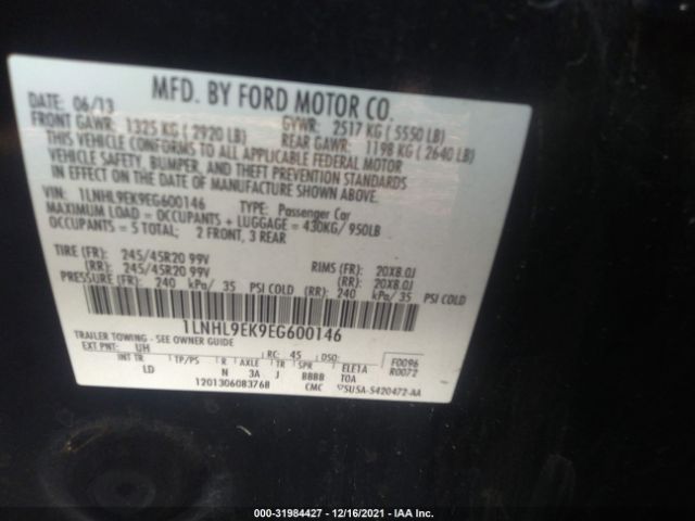 Photo 8 VIN: 1LNHL9EK9EG600146 - LINCOLN MKS 