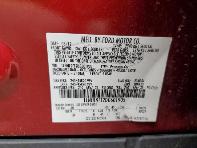 Photo 12 VIN: 1LNHL9FT2DG601905 - LINCOLN MKS 