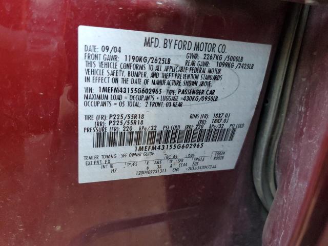 Photo 11 VIN: 1MEFM43155G602965 - MERCURY MONTEGO PR 