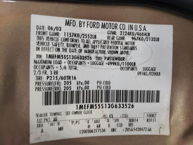 Photo 11 VIN: 1MEFM55S13G633526 - MERCURY SABLE LS P 