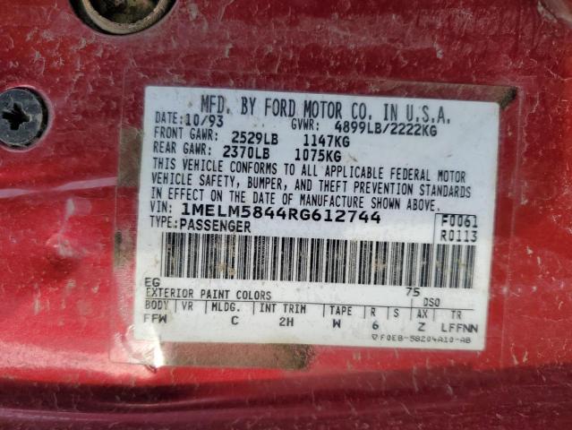 Photo 12 VIN: 1MELM5844RG612744 - MERCURY SABLE 