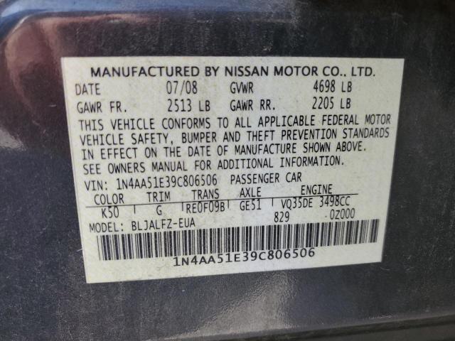 Photo 12 VIN: 1N4AA51E39C806506 - NISSAN MAXIMA S 