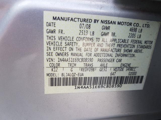 Photo 9 VIN: 1N4AA51E69C808590 - NISSAN MAXIMA S 