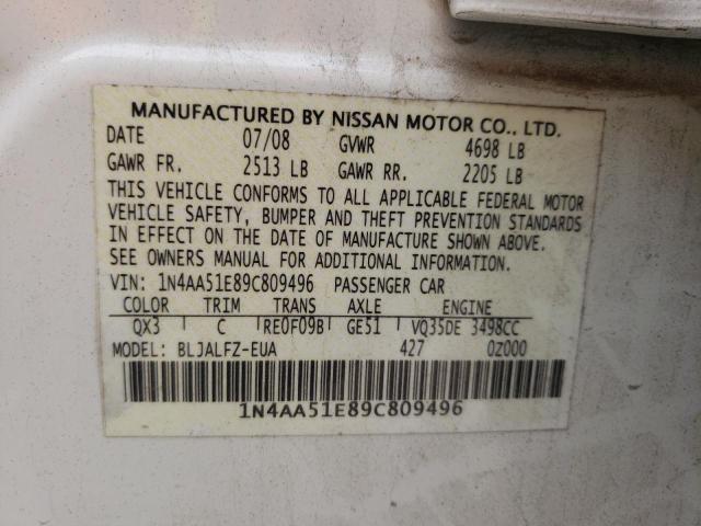 Photo 11 VIN: 1N4AA51E89C809496 - NISSAN MAXIMA 