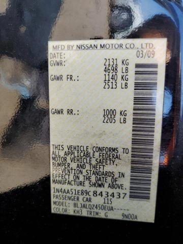 Photo 12 VIN: 1N4AA51E89C843437 - NISSAN MAXIMA S 