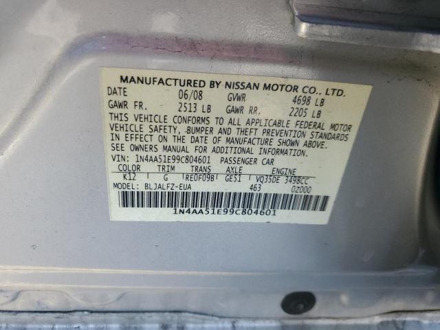 Photo 12 VIN: 1N4AA51E99C804601 - NISSAN MAXIMA 