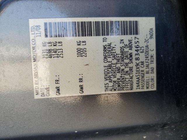 Photo 11 VIN: 1N4AA51EX9C834657 - NISSAN MAXIMA 