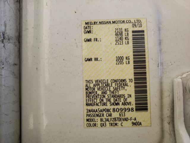 Photo 9 VIN: 1N4AA5AP0BC809998 - NISSAN MAXIMA S 