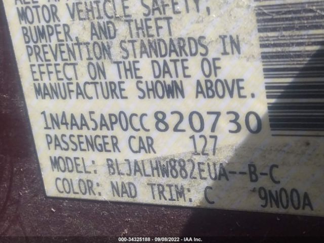 Photo 8 VIN: 1N4AA5AP0CC820730 - NISSAN MAXIMA 