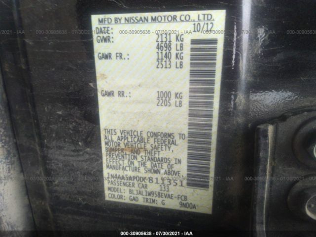 Photo 8 VIN: 1N4AA5AP0DC811351 - NISSAN MAXIMA 