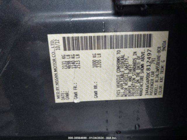 Photo 8 VIN: 1N4AA5AP0DC812497 - NISSAN MAXIMA 