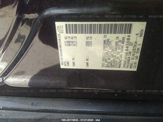 Photo 8 VIN: 1N4AA5AP1BC845084 - NISSAN MAXIMA 