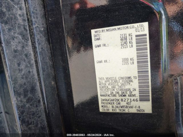 Photo 8 VIN: 1N4AA5AP2DC827146 - NISSAN MAXIMA 