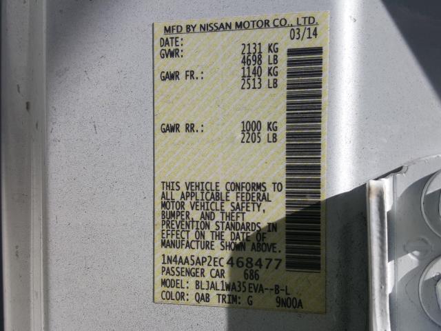 Photo 9 VIN: 1N4AA5AP2EC468477 - NISSAN MAXIMA S 