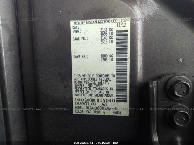 Photo 8 VIN: 1N4AA5AP3DC815040 - NISSAN MAXIMA 