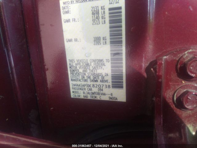 Photo 8 VIN: 1N4AA5AP3DC820738 - NISSAN MAXIMA 