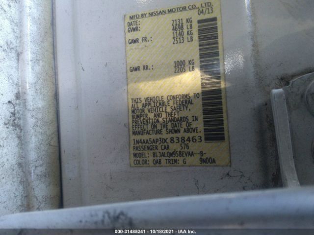 Photo 8 VIN: 1N4AA5AP3DC838463 - NISSAN MAXIMA 