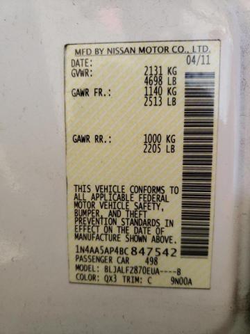 Photo 9 VIN: 1N4AA5AP4BC847542 - NISSAN MAXIMA S 