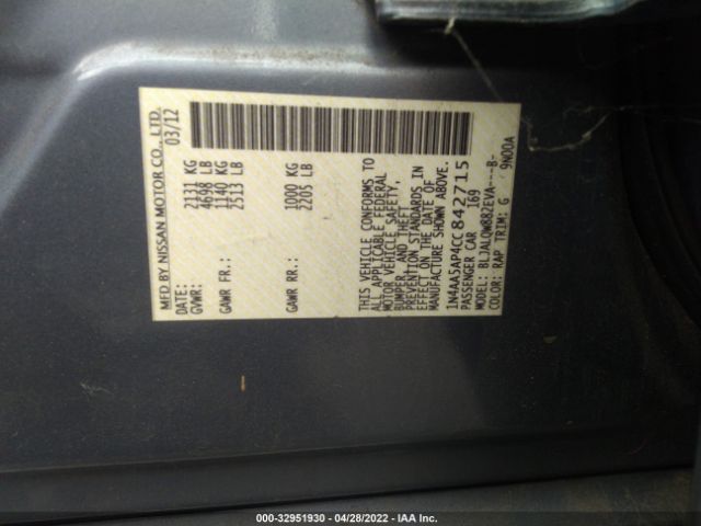 Photo 8 VIN: 1N4AA5AP4CC842715 - NISSAN MAXIMA 