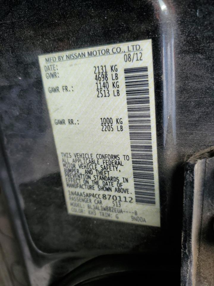 Photo 11 VIN: 1N4AA5AP4CC870112 - NISSAN MAXIMA 