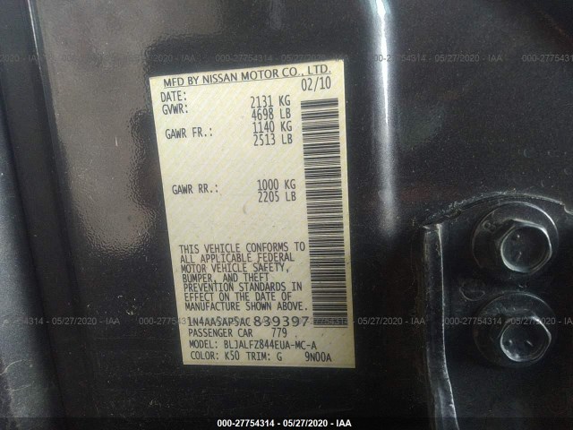 Photo 8 VIN: 1N4AA5AP5AC839397 - NISSAN MAXIMA 